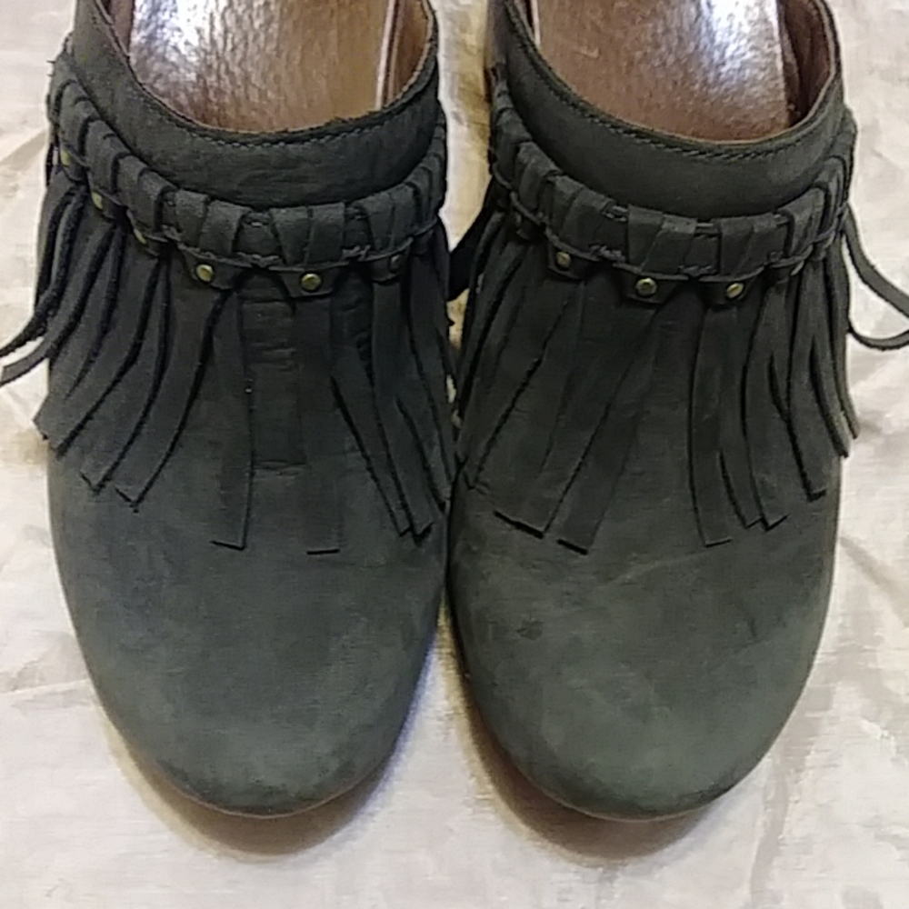 Dansko Deni Fringed Suede Clogs - Picture 4 of 8